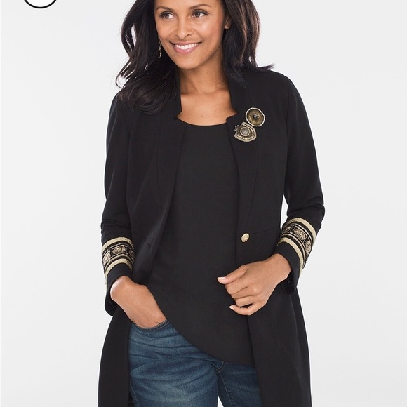 Chico’s Petite Cuff-Detail Jacket - Picture 1 of 10